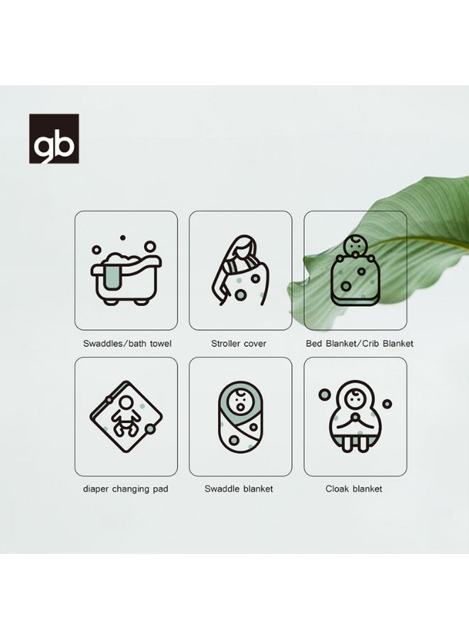 جي بي بطانية لفّ الأطفال من الموسلين من جود بيبي، 4 طبقات، 43 بوصة × 43 بوصة، عبوة من قطعتين، بطانية استقبال للأولاد والبنات، 110 × 110 سم، قابلة للتهوية، لفافة لفّ للأطفال حديثي الولادة، منشفة حمام ناعمة - Image 4